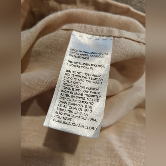 NWT Chico's Sand Beige Linen Button Up Shirt Size 3 Large - Picture 5 of 6